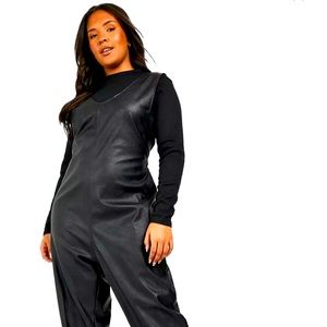 BOOHOO PINAFORE JUMPSUIT, faux leather, size 18